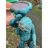 Impressive Large Painted Cast Iron Girl With Dolphin Statue