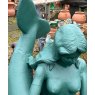 Impressive Large Painted Cast Iron Girl With Dolphin Statue