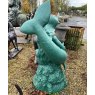 Impressive Large Painted Cast Iron Girl With Dolphin Statue