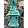 Fabulous Large Painted Cast Iron Boy With Fruit On Plinth Statue