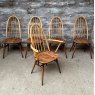 Vintage Set Of 5 Ercol Beech & Elm Dining Chairs