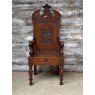 Imposing Antique Early 20th Century Welsh Bardic Carved Oak Chair