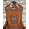 Imposing Antique Early 20th Century Welsh Bardic Carved Oak Chair