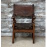 Antique Spanish Colonial Leather Throne Chair