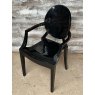 Vintage Louis Ghost Jet Black Armchair By Kartell